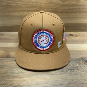 Carhartt Tan Canvas Patch Snapback Hat with Red & White Emblem